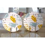 - Supla2li-5300-Gorsel2 - Realhomes Realhomes Beyaz Zeminde Sulu Boya Pembe Yan Çizgi Motifli Modern 2'li Yuvarlak Servis Altlığı - Supla Realhomes