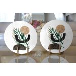 - Supla2li-5308-Gorsel2 - Realhomes  Realhomes Beyaz Zemin Üzerinde Soyut Yaprak Çizimli Modern 2'li Yuvarlak Servis Altlığı - Supla Realhomes