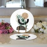 - Supla2li-5308-Gorsel3 - Realhomes  Realhomes Beyaz Zemin Üzerinde Soyut Yaprak Çizimli Modern 2'li Yuvarlak Servis Altlığı - Supla Realhomes