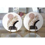 Realhomes Beyaz Zemin Üzerinde Gold Yaprak Motifli Modern 2'li Yuvarlak Servis Altlığı - Supla Realhomes