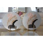 - Supla2li-5310gri-Gorsel2 - Realhomes Realhomes Gri Zeminde Gold Yaprak Motifli Modern 2'li Yuvarlak Servis Altlığı - Supla Realhomes