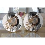 Realhomes Soyut Çizim Altın Yaprak Desenli Özel Tasarım Modern 2'li Yuvarlak Servis Altlığı - Supla Realhomes