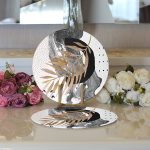 Realhomes Soyut Çizim Altın Yaprak Desenli Özel Tasarım Modern 2'li Yuvarlak Servis Altlığı - Supla Realhomes