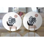 - Supla2li-5320-Gorsel2 - Realhomes Realhomes Beyaz Zeminde Tropik Yaprak Desen Dijital Baskılı Modern 2'li Yuvarlak Servis Altlığı - Supla Realhomes
