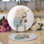 Realhomes Botanik Portre Desenli Özel Tasarım Modern 2'li Yuvarlak Servis Altlığı - Supla Realhomes