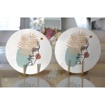 Realhomes Botanik Portre Desenli Özel Tasarım Modern 2'li Yuvarlak Servis Altlığı - Supla Realhomes