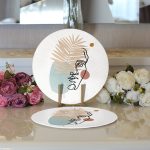 Realhomes Botanik Portre Desenli Özel Tasarım Modern 2'li Yuvarlak Servis Altlığı - Supla Realhomes