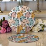 Realhomes Botanik Portre Basklı Modern 2'li Yuvarlak Servis Altlığı - Supla Realhomes