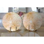 Realhomes Altın Çizim Yaprak Desenli Özel Tasarım Modern 2'li Yuvarlak Servis Altlığı - Supla Realhomes