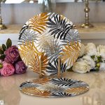 - Supla2li-5351-Gorsel1 - Realhomes Realhomes Renkli Yapraklar Üzerinde Nokta Tasarımlı Modern 2'li Yuvarlak Servis Altlığı - Supla Realhomes