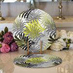 Realhomes Sarı Yapraklar Üzerinde Nokta Tasarımlı Modern 2'li Yuvarlak Servis Altlığı - Supla Realhomes