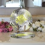 Realhomes Sarı Yapraklar Üzerinde Nokta Tasarımlı Modern 2'li Yuvarlak Servis Altlığı - Supla Realhomes