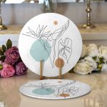 - Supla2li-5369-Gorsel1 - Realhomes Realhomes Beyaz Zemin Üzerinde Çizim Çiçek Tasarımlı Modern 2'li Yuvarlak Servis Altlığı - Supla Realhomes