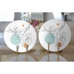 - Supla2li-5369-Gorsel2 - Realhomes Realhomes Beyaz Zemin Üzerinde Çizim Çiçek Tasarımlı Modern 2'li Yuvarlak Servis Altlığı - Supla Realhomes