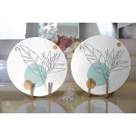 - Supla2li-5370-Gorsel2 - Realhomes Realhomes Karakalem Botanik Yaprak Desenli Modern 2'li Yuvarlak Servis Altlığı - Supla Realhomes