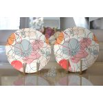 Realhomes Kırmızı Ve Turuncu Puantiyeli Zeminde Karakalem Çiçek Motifli Modern 2'li Yuvarlak Servis Altlığı - Supla Realhomes