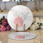 - Supla2li-5374seti-Gorsel1 - Realhomes Realhomes Gri Zemin Üzerinde Karakalem Yaprak Çizimli Modern 2'li Yuvarlak Servis Altlığı - Supla Realhomes