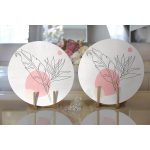 - Supla2li-5374seti-Gorsel2 - Realhomes Realhomes Gri Zemin Üzerinde Karakalem Yaprak Çizimli Modern 2'li Yuvarlak Servis Altlığı - Supla Realhomes