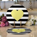 Realhomes Modern Kalp Desenli Dijital Baskılı 2'li Yuvarlak Servis Altlığı - Supla Realhomes