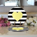 Realhomes Modern Kalp Desenli Dijital Baskılı 2'li Yuvarlak Servis Altlığı - Supla Realhomes