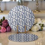 Realhomes Lavivet Zeminde Beyaz Yapraklı Modern 2'li Yuvarlak Servis Altlığı - Supla Realhomes