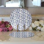 Realhomes Lavivet Zeminde Beyaz Yapraklı Modern 2'li Yuvarlak Servis Altlığı - Supla Realhomes