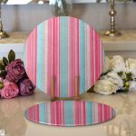 - Supla2li-5384-Gorsel1 - Realhomes  Realhomes Pembe Mavi Düz Çizgiler Özel Tasarım Modern 2'li Yuvarlak Servis Altlığı - Supla Realhomes