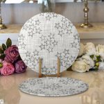 - Supla2li-5385-Gorsel1 - Realhomes  Realhomes Kot Zeminli Yıldız Motifli Dijital Baskılı Modern 2'li Yuvarlak Servis Altlığı - Supla Realhomes