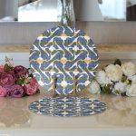 - Supla2li-5390-Gorsel3 - Realhomes  Realhomes Gri Zemin Üzerinde Kahverengi Kot Çizgili Modern 2'li Yuvarlak Servis Altlığı - Supla Realhomes