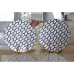 - Supla2li-5392-Gorsel2 - Realhomes Realhomes Lacivert Kot Zemin Üzerinde Gri Su Damlacıklı Modern 2'li Yuvarlak Servis Altlığı - Supla Realhomes