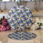 - Supla2li-5394-Gorsel1 - Realhomes Realhomes Kahverengi Çizgiler Üzerinde Soyut Çizimli Dijital Baskılı Modern 2'li Yuvarlak Servis Altlığı - Supla Realhomes