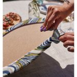 Realhomes Kahverengi Ve Lacivert Renkte Dalgalı Desen Dijital Baskılı Modern 2'li Yuvarlak Servis Altlığı - Supla Realhomes