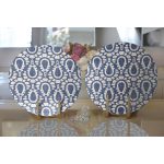 - Supla2li-5399-Gorsel2 - Realhomes Realhomes Lacivert Kot Zeminde Soyut Çizimler Dijital Baskılı Modern 2'li Yuvarlak Servis Altlığı - Supla Realhomes