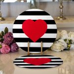 - Supla2li-540-Gorsel1 - Realhomes Realhomes Modern Kalp Desenli Dijital Baskılı 2'li Yuvarlak Servis Altlığı - Supla Realhomes