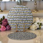 - Supla2li-5401-Gorsel1 - Realhomes  Realhomes Gri Zemin Üzerinde Lacivert Yazı Motifli Modern 2'li Yuvarlak Servis Altlığı - Supla Realhomes