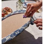 Realhomes Gri Zemin Üzerinde Lacivert Soyut Dijital Baskılı Modern 2'li Yuvarlak Servis Altlığı - Supla Realhomes