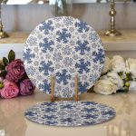 - Supla2li-5404-Gorsel1 - Realhomes  Realhomes Gri Kot Zemin Üzerinde Kristal Taneleri Motifli Modern 2'li Yuvarlak Servis Altlığı - Supla Realhomes