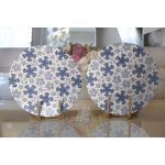 - Supla2li-5404-Gorsel2 - Realhomes  Realhomes Gri Kot Zemin Üzerinde Kristal Taneleri Motifli Modern 2'li Yuvarlak Servis Altlığı - Supla Realhomes