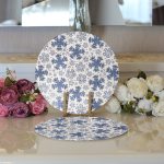 - Supla2li-5404-Gorsel3 - Realhomes  Realhomes Gri Kot Zemin Üzerinde Kristal Taneleri Motifli Modern 2'li Yuvarlak Servis Altlığı - Supla Realhomes