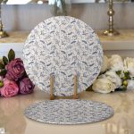 - Supla2li-5405-Gorsel1 - Realhomes Realhomes Gri Kot Zeminde Kurumuş Dal Desenli Özel Tasarım Modern 2'li Yuvarlak Servis Altlığı - Supla Realhomes