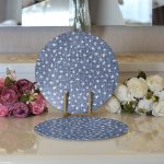 - Supla2li-5407-Gorsel3 - Realhomes Realhomes Lacivert Kot Zemin Üzerinde Yıldız Motifli Modern 2'li Yuvarlak Servis Altlığı - Supla Realhomes