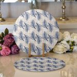 - Supla2li-5409-Gorsel1 - Realhomes Realhomes Kot Zeminde Yaprak Motifli Özel Tasarım Modern 2'li Yuvarlak Servis Altlığı - Supla Realhomes