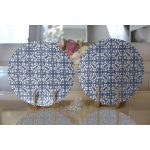 - Supla2li-5411-Gorsel2 - Realhomes  Realhomes Lacivert Kot Zemin Üzerinde Dijital Baskılı Modern 2'li Yuvarlak Servis Altlığı - Supla Realhomes