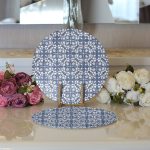 - Supla2li-5411-Gorsel3 - Realhomes  Realhomes Lacivert Kot Zemin Üzerinde Dijital Baskılı Modern 2'li Yuvarlak Servis Altlığı - Supla Realhomes