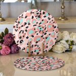 - Supla2li-5419-Gorsel1 - Realhomes  Realhomes Pembe Zeminde Siyah Leopar Dijital Baskılı Modern 2'li Yuvarlak Servis Altlığı - Supla Realhomes