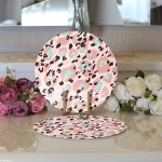 - Supla2li-5419-Gorsel3 - Realhomes  Realhomes Pembe Zeminde Siyah Leopar Dijital Baskılı Modern 2'li Yuvarlak Servis Altlığı - Supla Realhomes