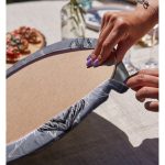 Realhomes Gri Zeminde Yıldız Motifli Geometrik Geyik Dijital Baskılı Modern 2'li Yuvarlak Servis Altlığı - Supla Realhomes