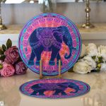 - Supla2li-5427-Gorsel1 - Realhomes Realhomes Rengarenk Bohem Otantik Etnik Fil Desenli Modern 2'li Yuvarlak Servis Altlığı - Supla Realhomes