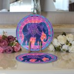 - Supla2li-5427-Gorsel3 - Realhomes Realhomes Rengarenk Bohem Otantik Etnik Fil Desenli Modern 2'li Yuvarlak Servis Altlığı - Supla Realhomes