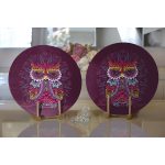 - Supla2li-5438-Gorsel2 - Realhomes Realhomes Mor Zemin Üzerinde Otantik Baykuş Desenli Modern 2'li Yuvarlak Servis Altlığı - Supla Realhomes